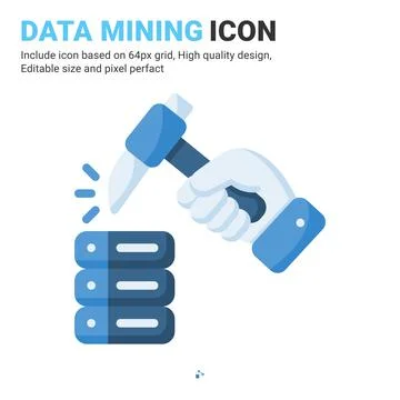 Data mining with hand icon vector with flat color style isolated 스톡 일러스트