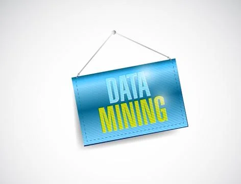 Data mining hanging banner illustration design Stock Illustration