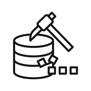 Data Mining icon Black line art vector Stock Illustration