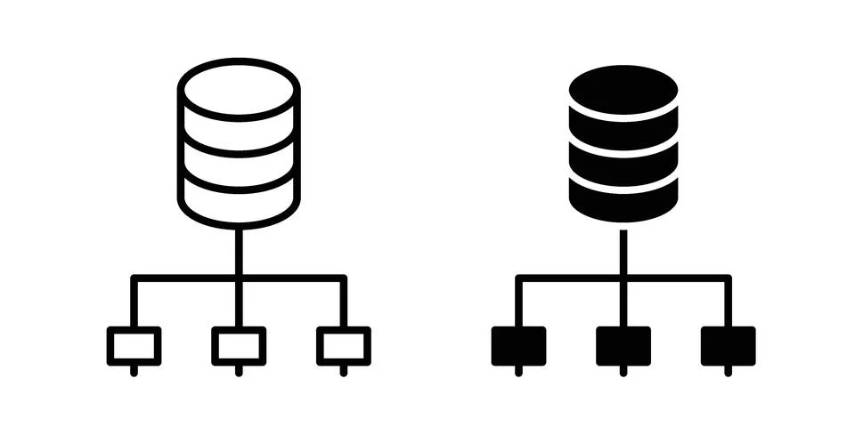 Data mining icon. Line Drawings and Silhouettes icons Stock Illustration