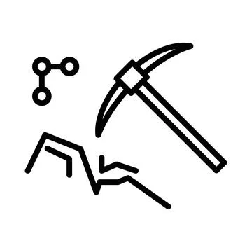 Data Mining icon linear logo mark in black and white Stock Illustration