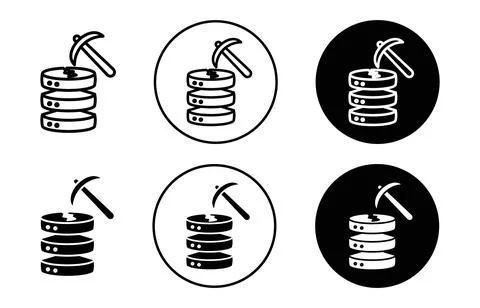 Data mining icon Outline flat Icon Stock Illustration
