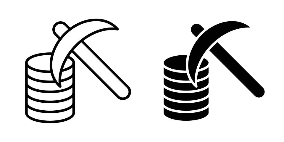 Data mining icon vector concepts, line and silhouette style Stock Illustration