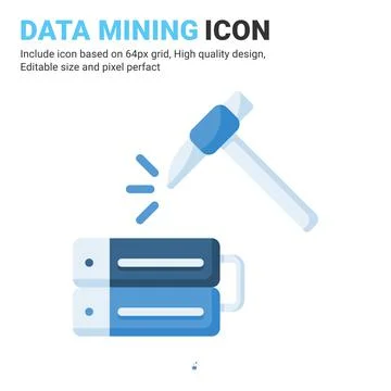 Data mining icon vector with flat color style isolated on white background イラスト素材