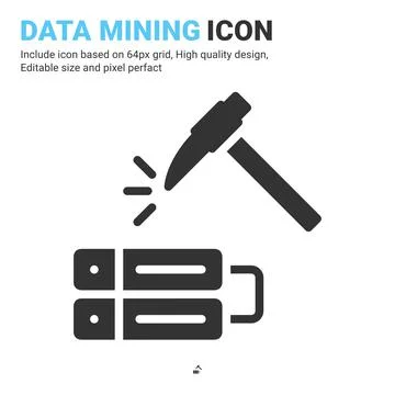 Data mining icon vector with glyph style isolated on white background Illustrazione stock