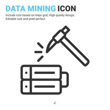 Data mining icon vector with outline style isolated on white background 스톡 일러스트