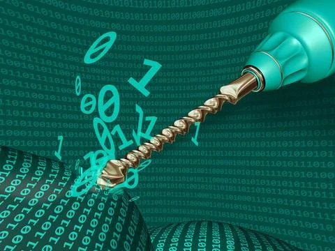 Data Mining Illustration depicting data mining of computer information Cop... Foto stock