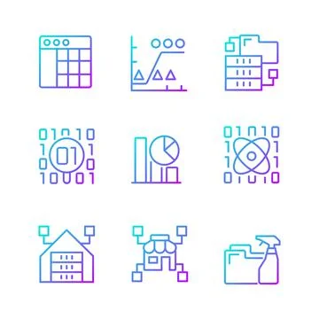 Data mining in industry gradient linear vector icons set 스톡 일러스트