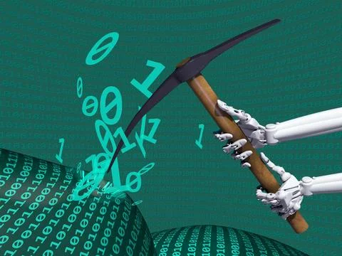 Data Mining Information Illustration depicting data mining of computer inf... Foto stock