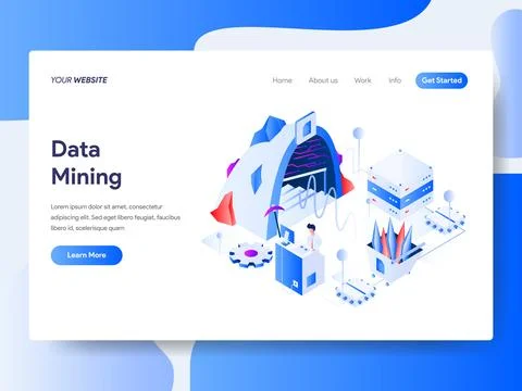 Data Mining Isometric for Website Page 스톡 일러스트