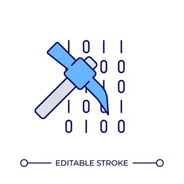 Data mining line color icon Stock Illustration