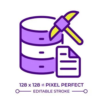 Data mining line color icon Stock Illustration