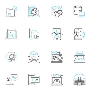 Data mining linear icons set. Association, Clustering, Correlation 스톡 일러스트