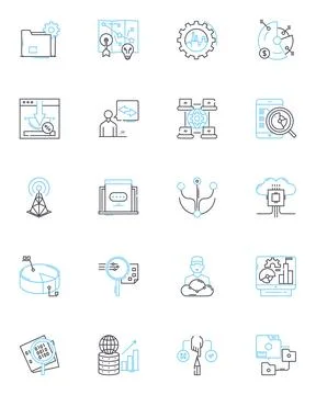 Data mining linear icons set. Association, Clustering, Correlation Illustrazione stock