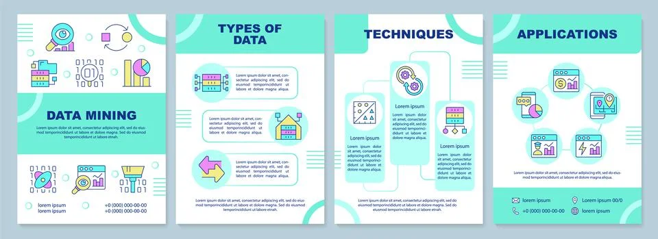 Data mining mint brochure template Illustrazione stock
