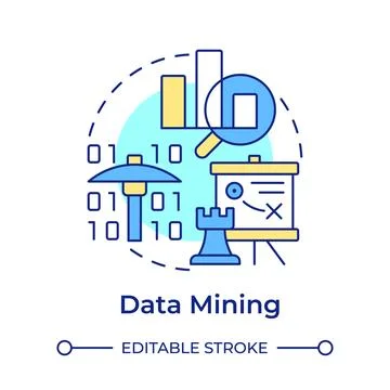 Data mining multi color concept icon Stock Illustration