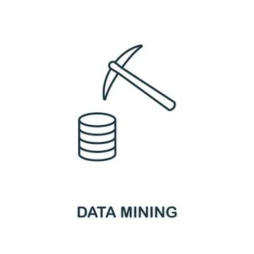 Data Mining outline icon. Thin line style from big data icons collection. Pixel Stock Illustration