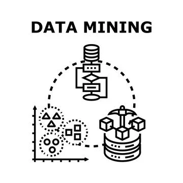 Data mining process extracting insights from databases Stock Illustration