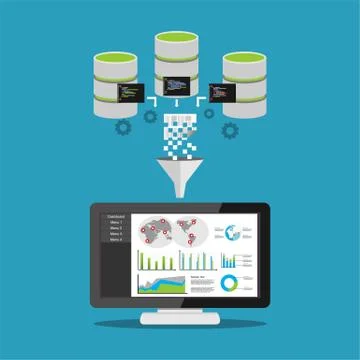 Data mining processing. Stock Illustration