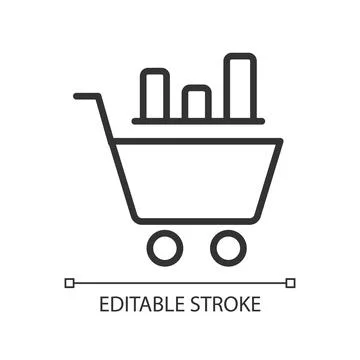 Data mining in retail industry linear pixel perfect icon Stock Illustration