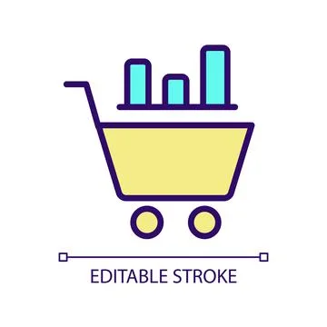 Data mining in retail industry RGB color pixel perfect icon Stock Illustration