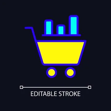 Data mining in retail industry RGB color pixel perfect icon for dark theme Stock Illustration