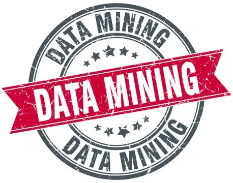 Data mining round grunge ribbon stamp Stock Illustration