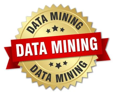 Data mining round isolated gold badge Illustrazione stock