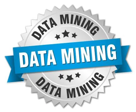 Data mining round isolated silver badge Stock Illustration