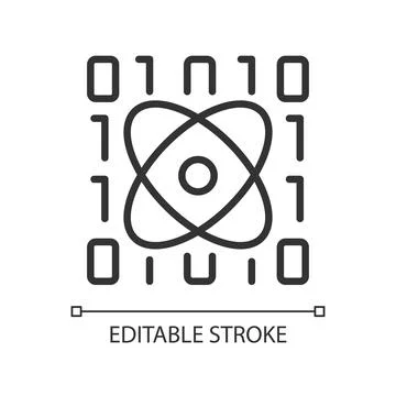 Data mining in science linear pixel perfect icon Illustrazione stock