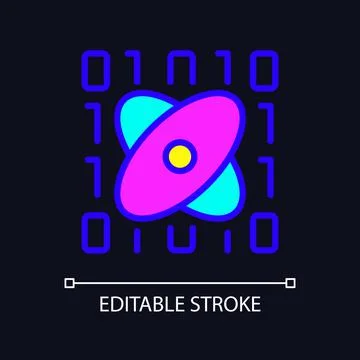Data mining in science RGB color pixel perfect icon for dark theme Stock Illustration