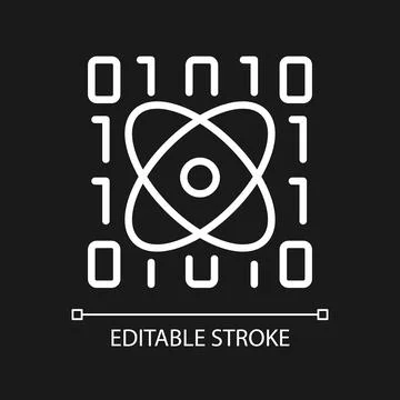 Data mining in science white linear pixel perfect icon for dark theme Illustrazione stock