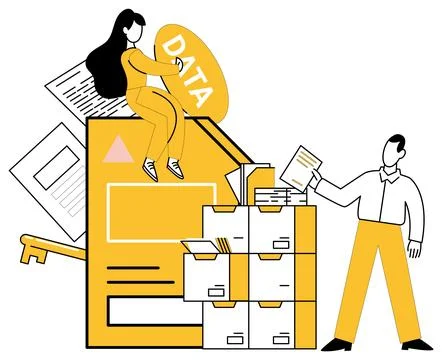 Data mining. Service in cyberspace unfolds like tapestry under meticulous care 库存插图