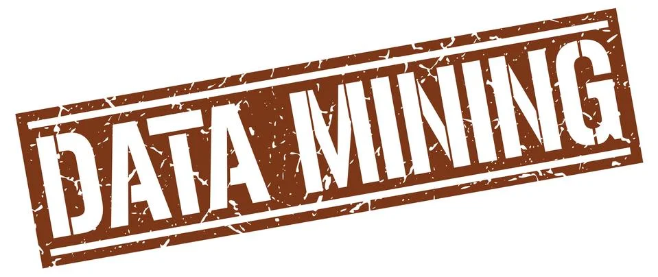 Data mining square grunge stamp Illustrazione stock