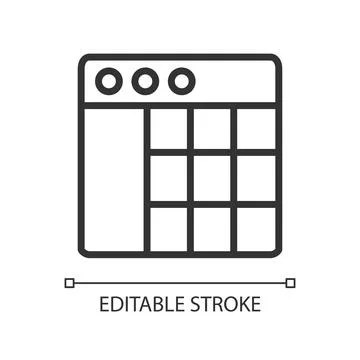 Data mining statistics linear pixel perfect icon Illustrazione stock
