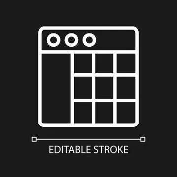 Data mining statistics white linear pixel perfect icon for dark theme Stock Illustration