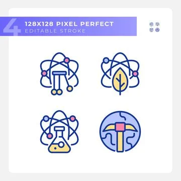Data mining with STEM pixel perfect RGB color icons set 스톡 일러스트