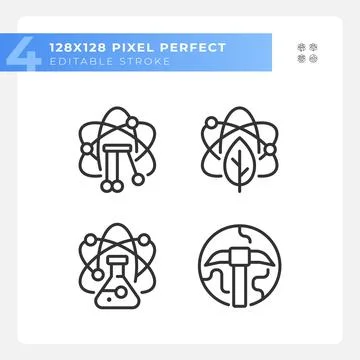 Data mining with STEM pixel perfect linear icons set Stock Illustration