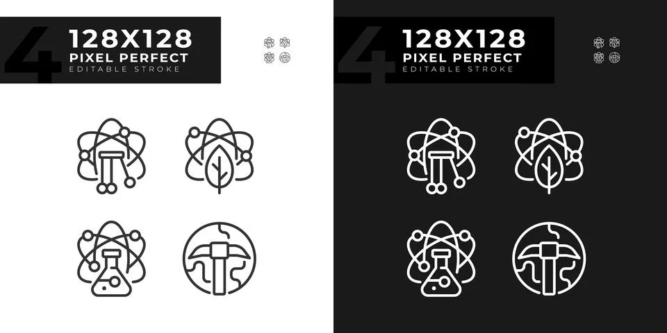 Data mining with STEM pixel perfect linear icons set for dark, light mode イラスト素材