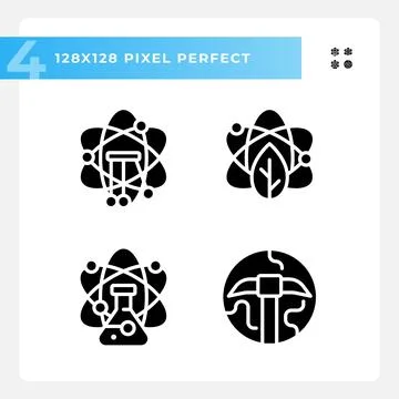Data mining with STEM pixel perfect black glyph icons set on white space 스톡 일러스트