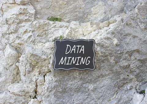 Data Mining symbol. Stone wall with words Data Mining. Beautiful stone backgr 库存照片