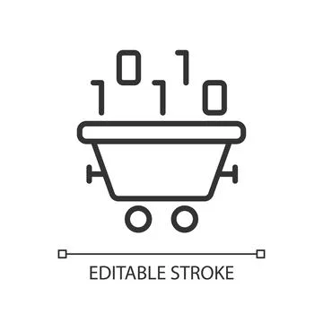 Data mining technology linear pixel perfect icon Stock Illustration