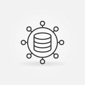 Data Mining Technology vector concept round line icon Illustrazione stock