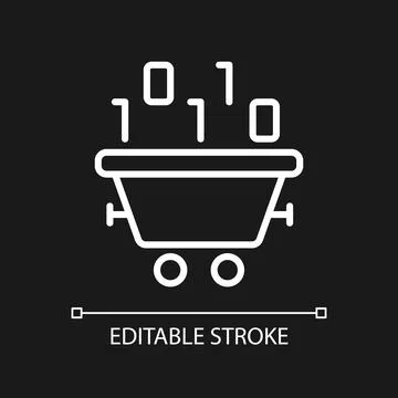 Data mining technology white linear pixel perfect icon for dark theme Illustrazione stock