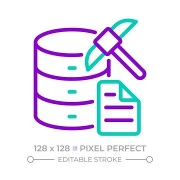Data mining two color line icon Stock Illustration