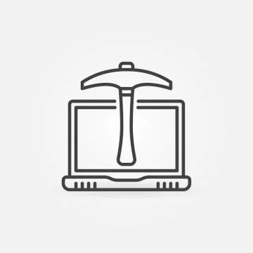 Data Mining using Laptop vector concept line icon Stock Illustration