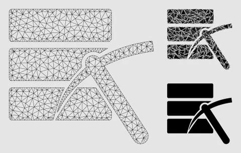 Data Mining Vector Mesh Network Model and Triangle Mosaic Icon Stock Illustration