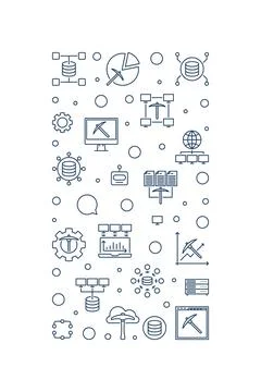 Data Mining vertical banner in thin line style. Database Systems concept li.. Stock Illustration