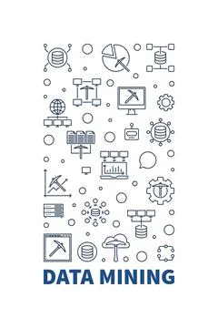 Data Mining vertical outline banner. Database Systems concept illustration Stock Illustration