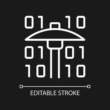 Data mining white linear pixel perfect icon for dark theme Stock Illustration